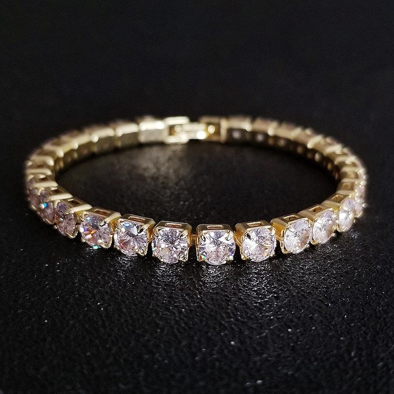 Women's Gold-Plated Zircon Tennis Bracelet - Full Diamond Design, Model S5650