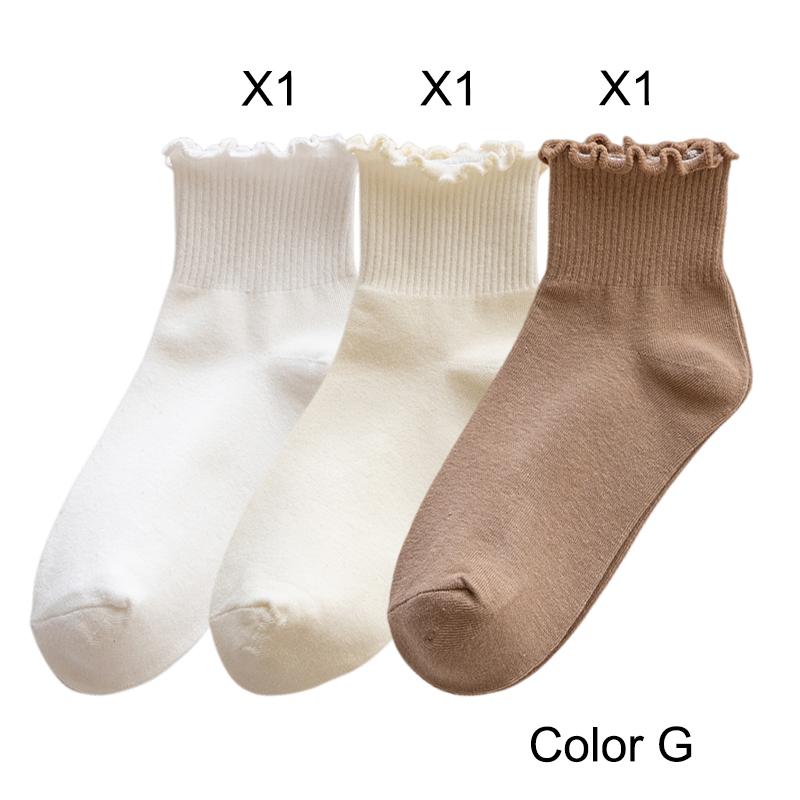 3 Pairs/Lot Cute Socks For Women New Japanese Style Breathable Girls Short Socks Kawaii Solid Socks Frilly Ruffle Socks Casual