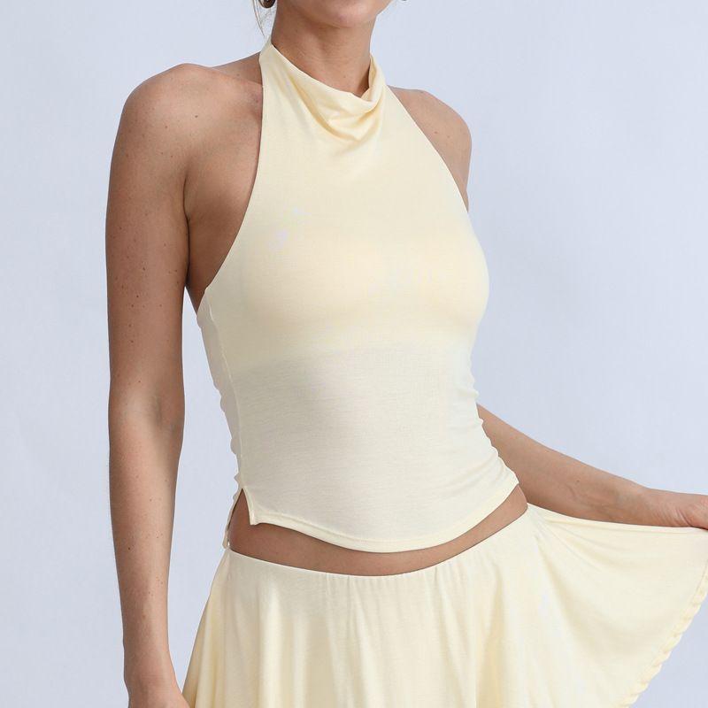 Foreign Trade Sports Fitness Includes Chest Pad Hanging Neck Yoga Beauty Back Running Top Anti-exposure Quick-Drying Tennis Short Dress Set
