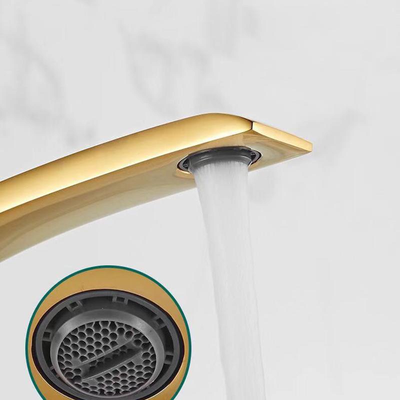 Bathroom Basin Faucet Deck Mount Washing Sink Cold and Hot Water Mixer Tap Creative Curved Mixers