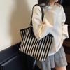 Vintage Handbag Striped Bag Women's Large Capacity Shoulder Bag