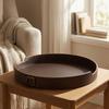 Round Serving Tray Sleek with Raised Rim Modern for Coffee Table