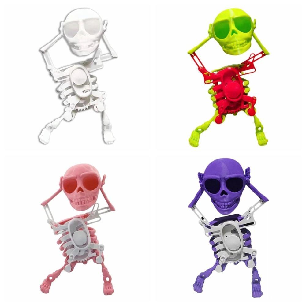 Plastic 3D Print Shaking Skull Doll Dancing Skull Spring Clockwork Toy  Kids Toddlers