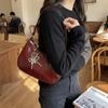 Bow Pendant Oil Wax Leather Crossbody Bag Elegant Underarm Bag Fashion Crescent Bag  Casual Wear