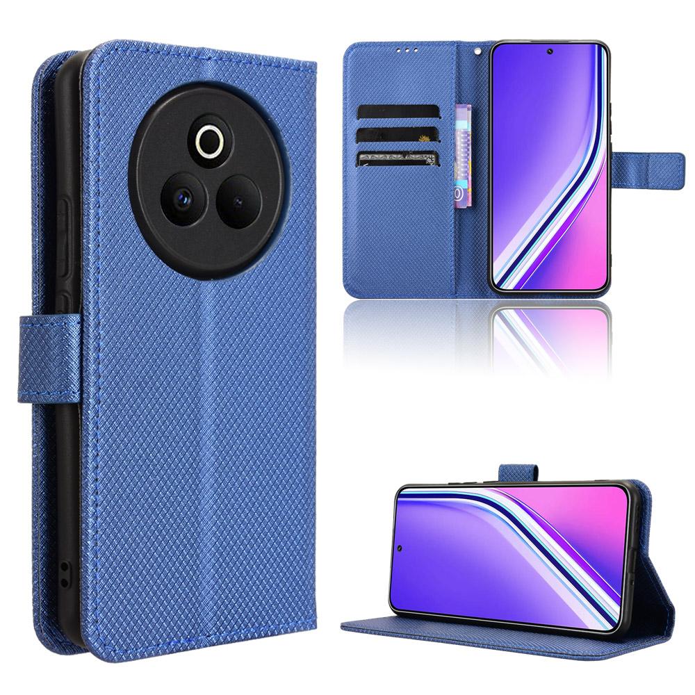 For Realme P3 Pro 5G Leather Wallet Case with Strap Diamond Texture Phone Cover