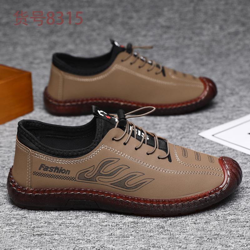

Men s casual leather shoes cover the feet, autumn men s breathable men s shoes with soft soles and soft surfaces, one pedal, lazy driving shoes, men 44 хаки