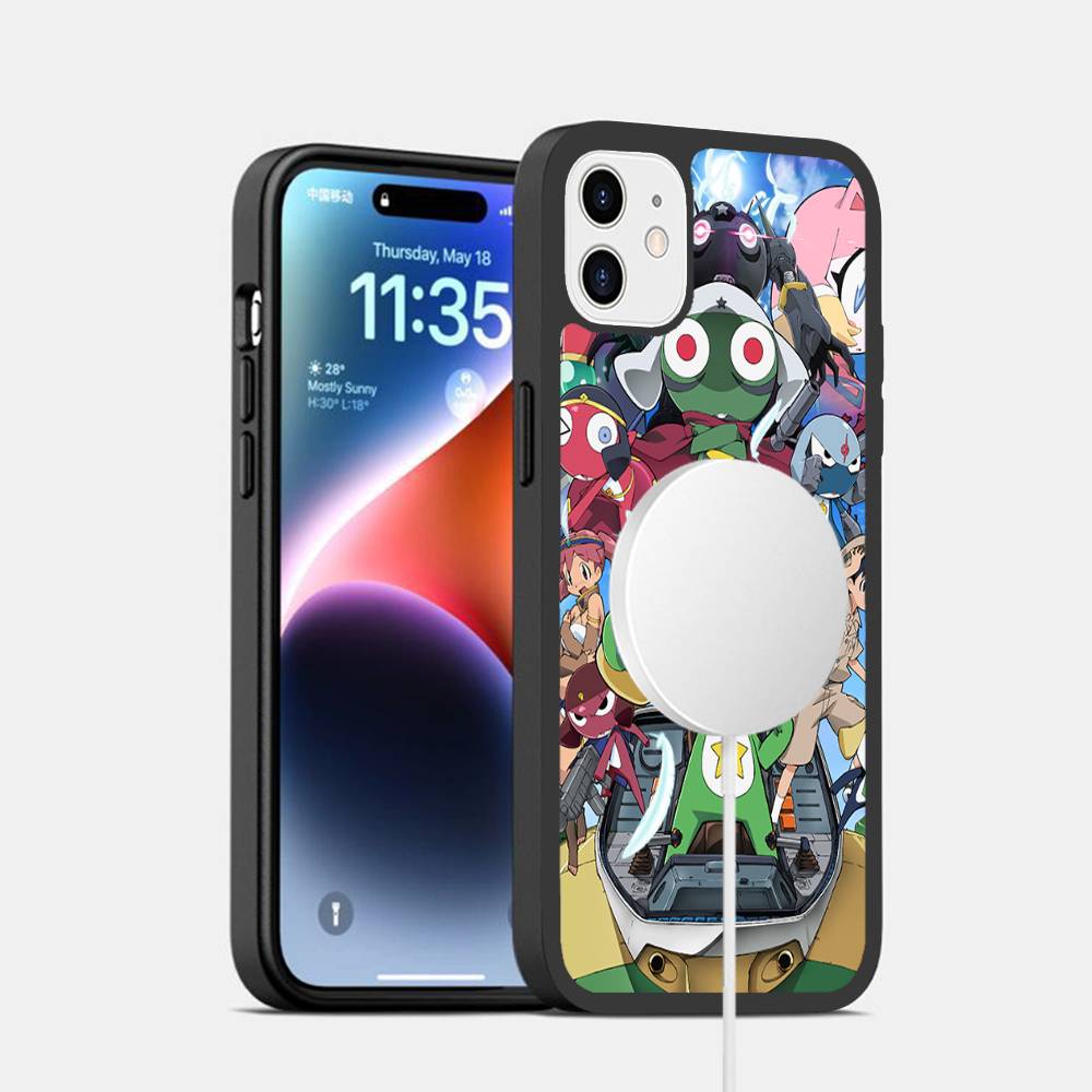 Cartoon Keroro Gunsou Frog Phone Case Magesafe Magnetic Wireless Charge Case For IPhone 16 11 12 13 14 15 Pro Max Plus Mini
