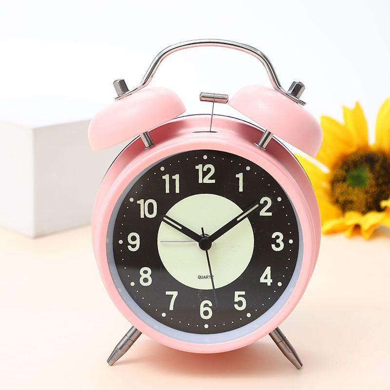 Battery-powered Round Nighttime Luminous Alarm Clock For Bedroom Table