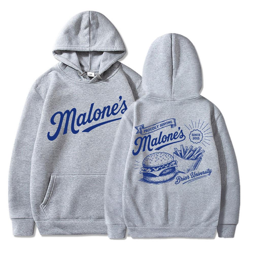 Off Campus Malone's Burger Graphic Hoodie Men Women Fashion Vintage Harajuku Long Sleeve Oversized Tracksuit