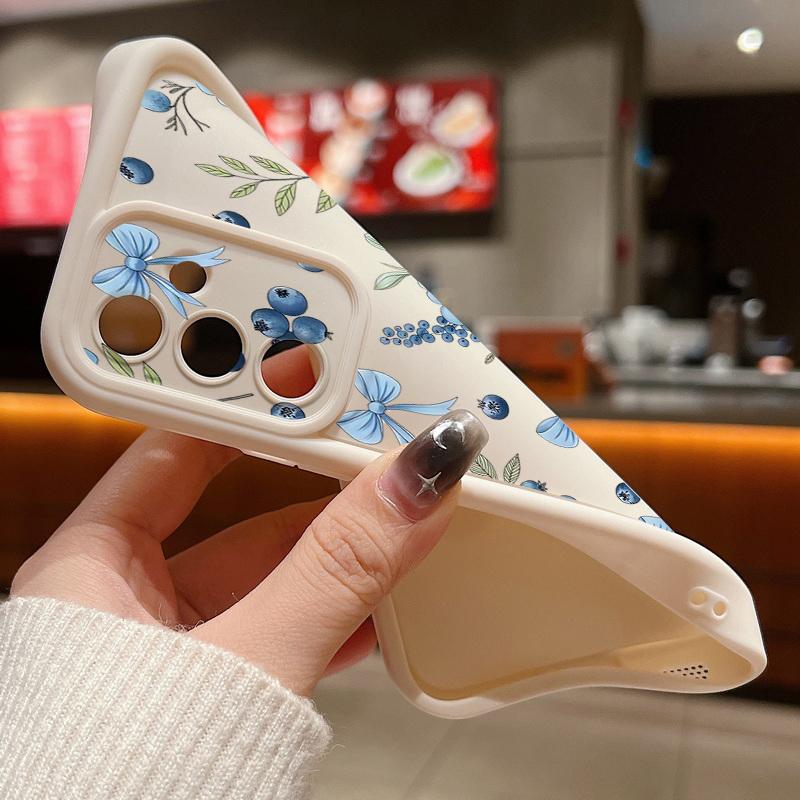 S26 Ultra Case Blueberry Bowknots Floral Cover For Samsung Galaxy S25 S24 Ultra S23 Plus S22 S21 FE A54 A15 A35 A55 A16 A26 A36 A56 A17 A37 A57 5G