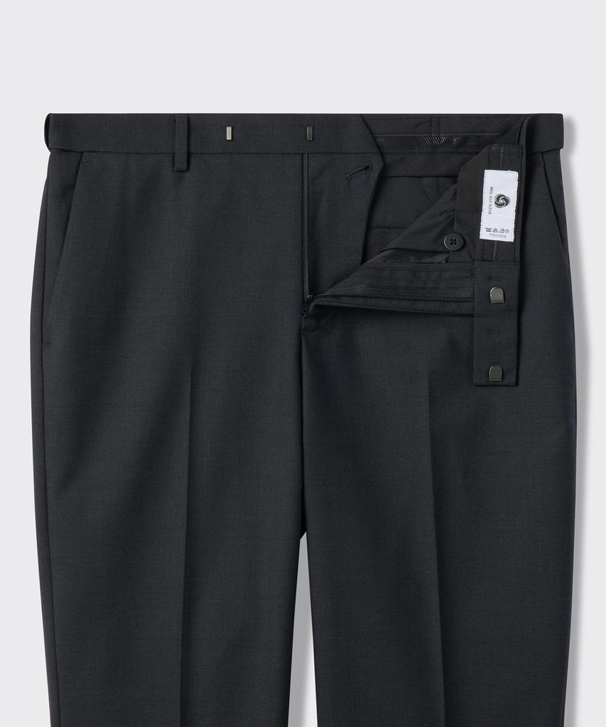 MUSINSA STANDARD Wool Blend Relaxed Tapered Hidden Banding Crop Slacks [Charcoal Gray]