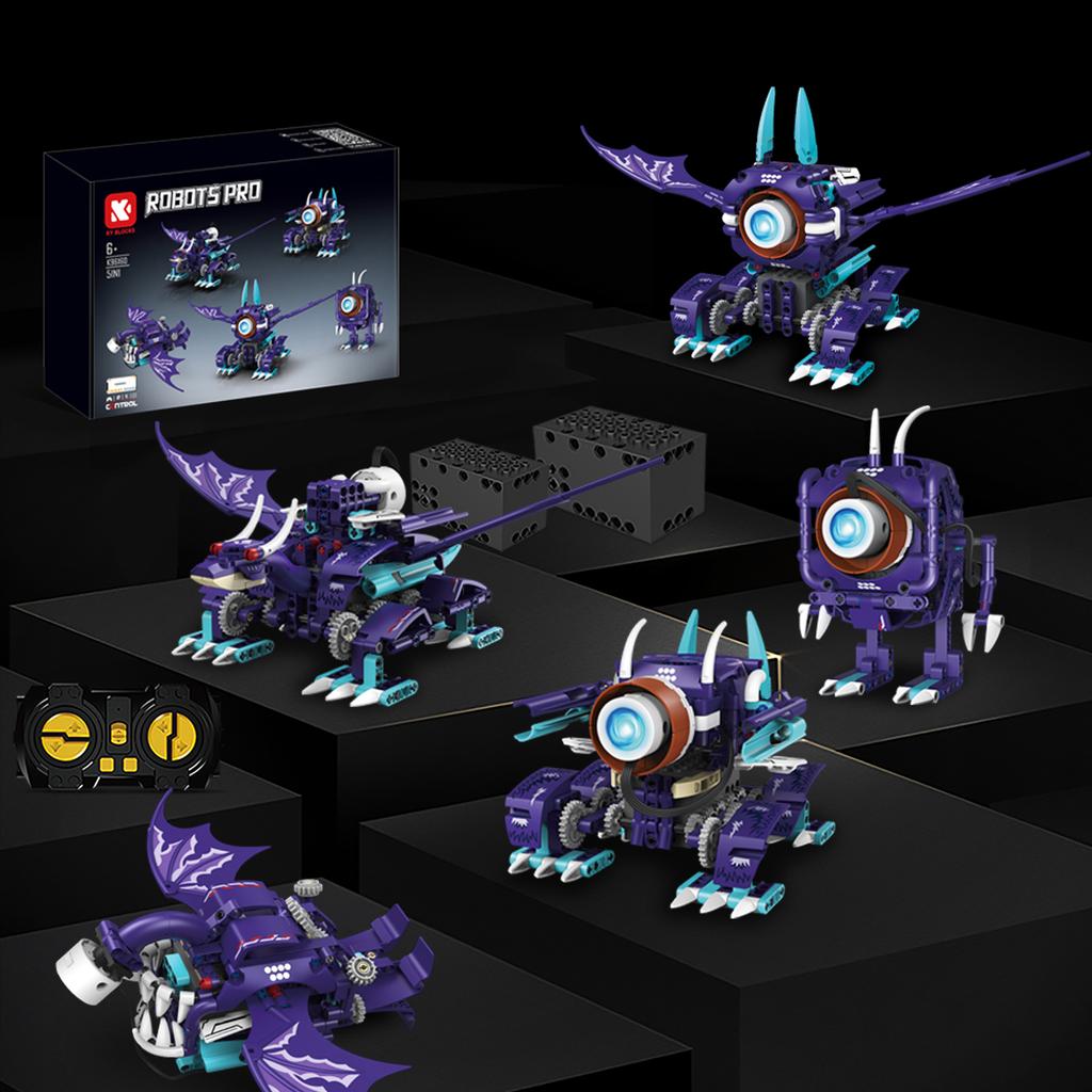 Moc 354Pcs 5 In 1 Creative Electric Rc Monster Robot Model Assembly Diy Building Blocks Children'S Puzzle Toys Birthday Gift