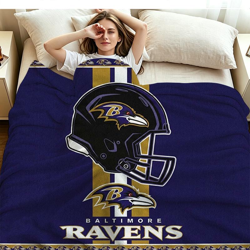 Baltimore Ravens Logo Print Flannel Blanket High Quality Warm Comfortable Cover for All Seasons Perfect for Gifts Home Decor