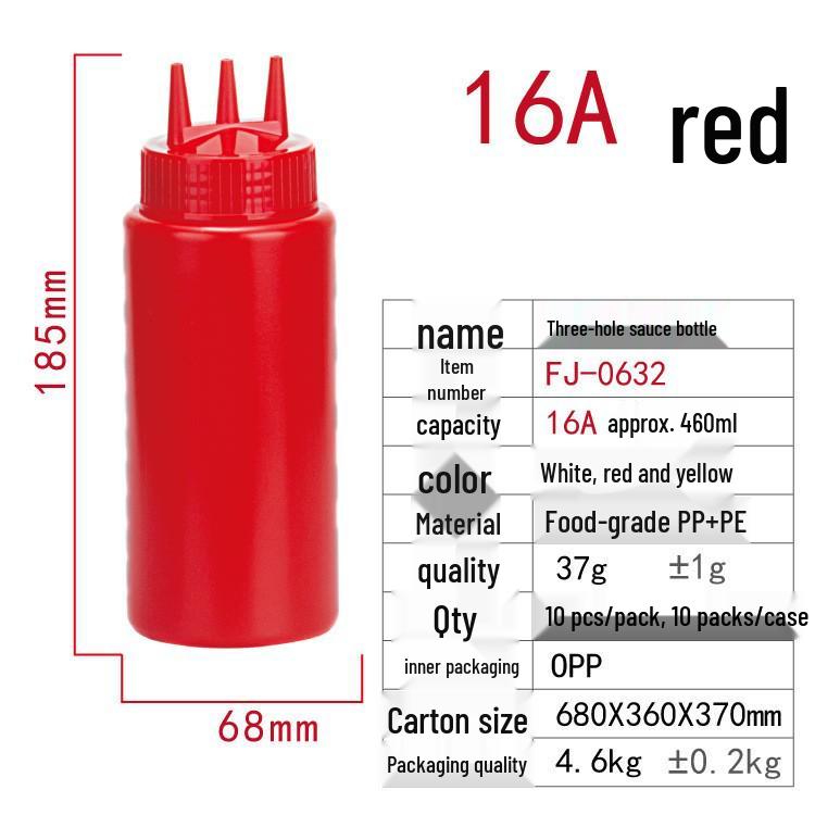 Single-Hole & Three-Hole Squeeze Sauce Bottle: Ideal for Sauces, Jams, and Salad Dressings with a Pointed Spout Design.