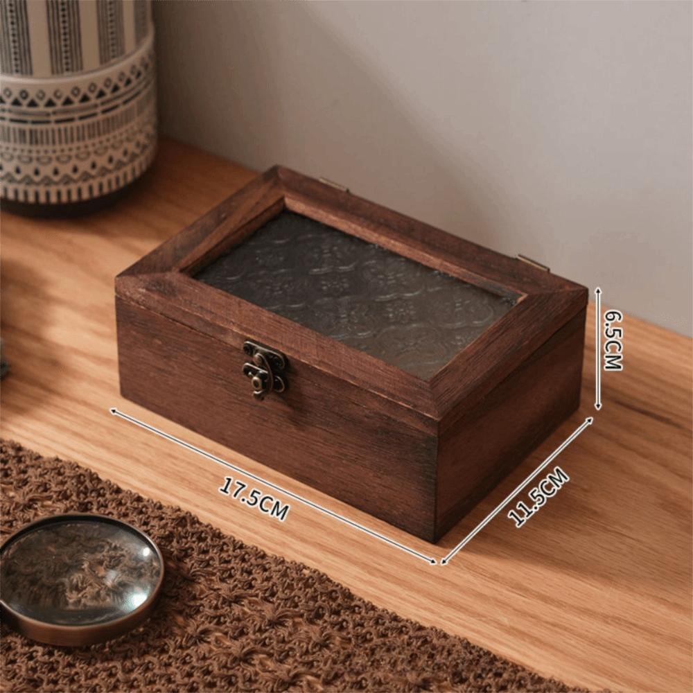 Retro Wooden Flip Cover Storage Box Dustproof Oxidation Proof Desktop Jewelry Box Home Use Humidity Proof Utility Box Sport