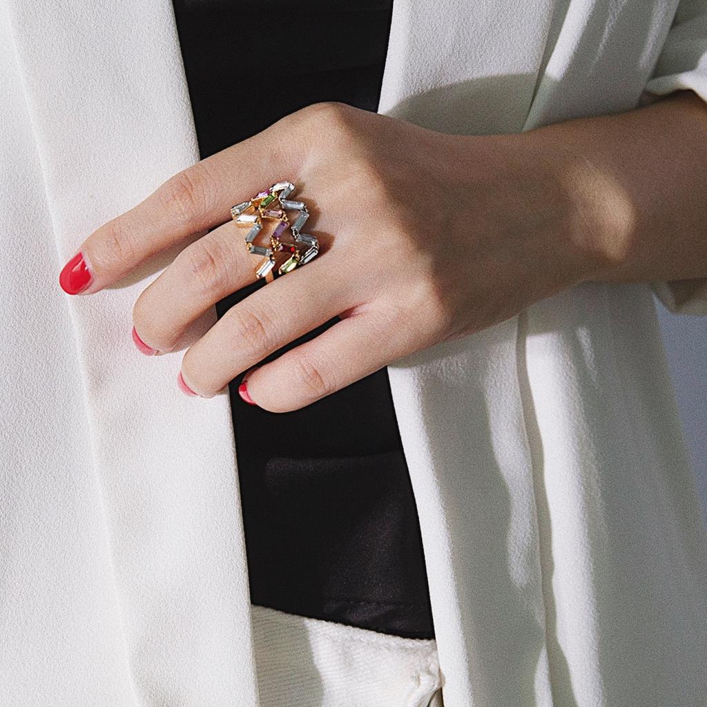 Personalized Trend Diamond Ring Jewelry, Simple Acrylic Diamond-Set Crystal Zircon Ring For Women