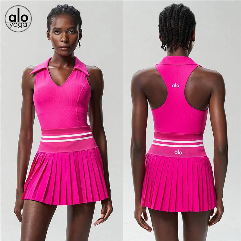 Alo Golf Pleated Skirt & Sleeveless High-End Yoga Tank Top Set - Women's Summer Clothing