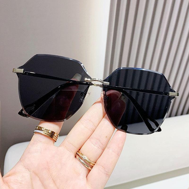 

Неполяризованные Солнцезащитные очки оверсайз без оправы с обрезным краем Женские Модные Солнцезащитные очки для вождения чёрный