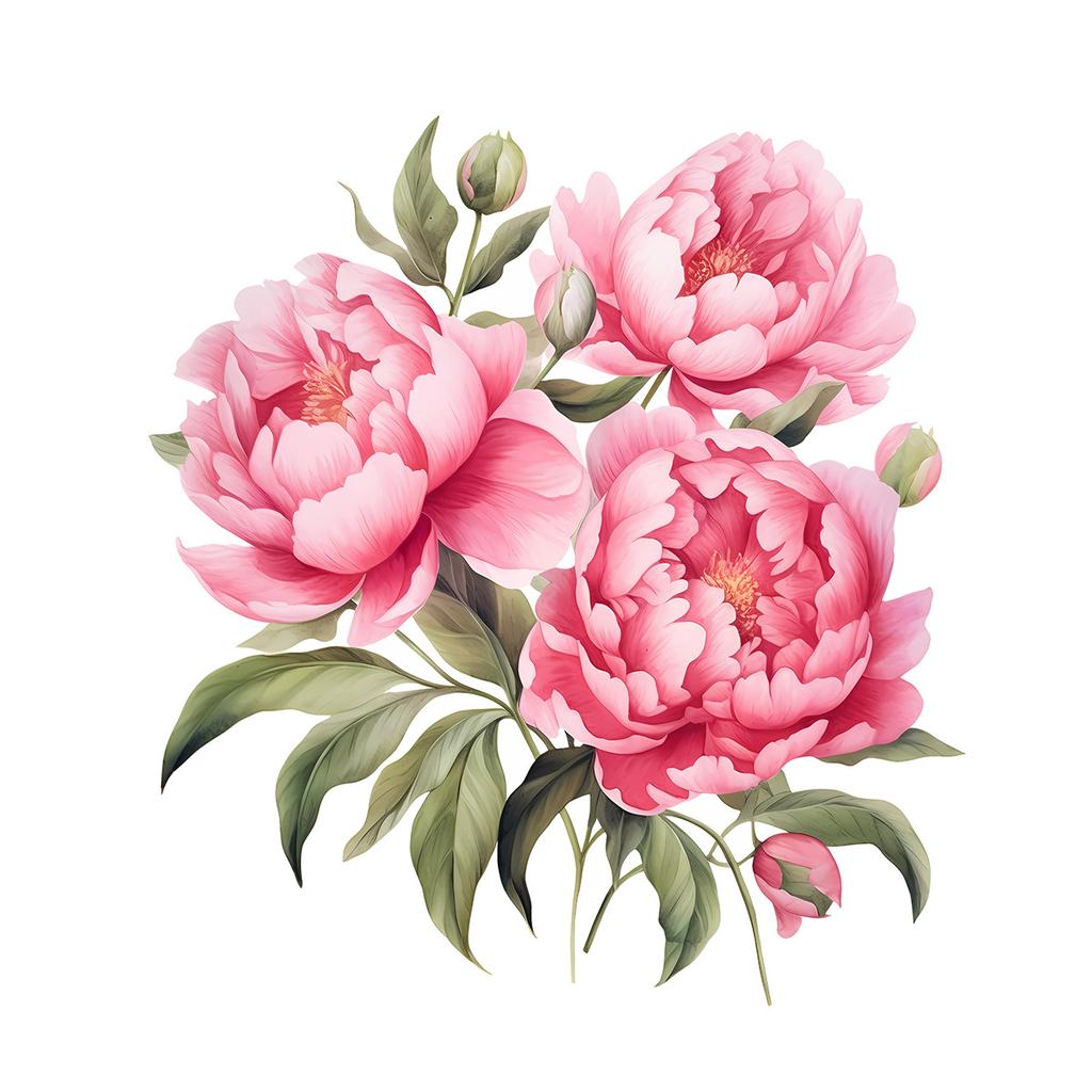 Peony Floral Wall Stickers, Self-Adhesive Decor for Bedroom Background Wall Decoration
