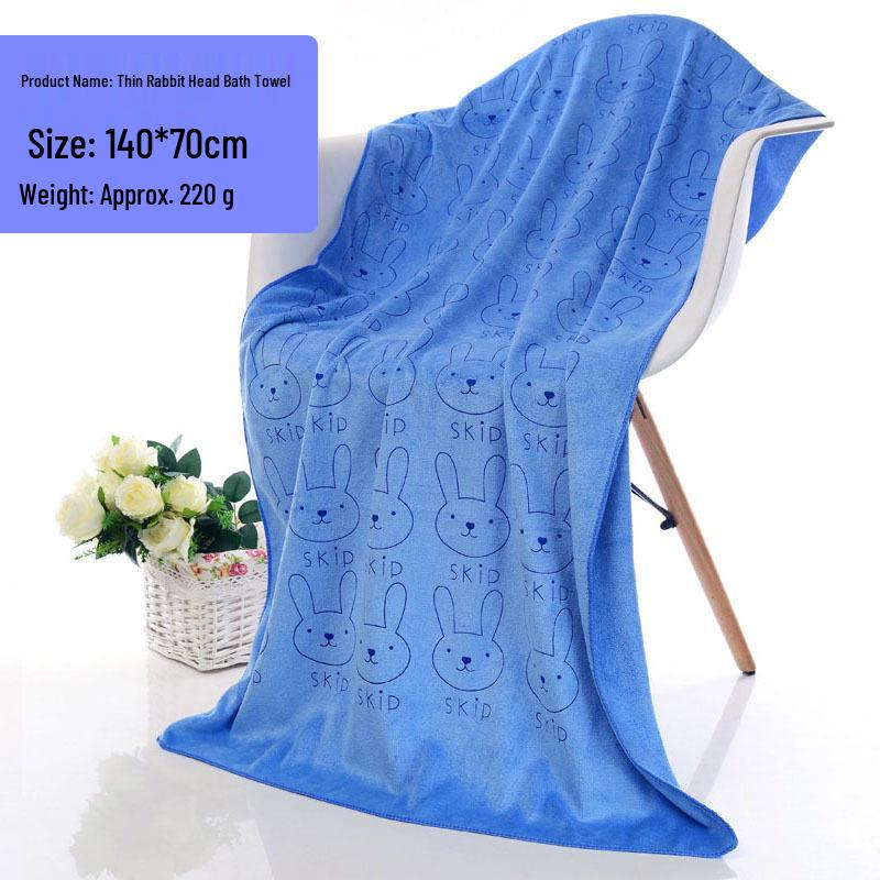 Microfiber Cartoon Rabbit Beach Towel - Absorbent, Soft, Lint-Free for Adults