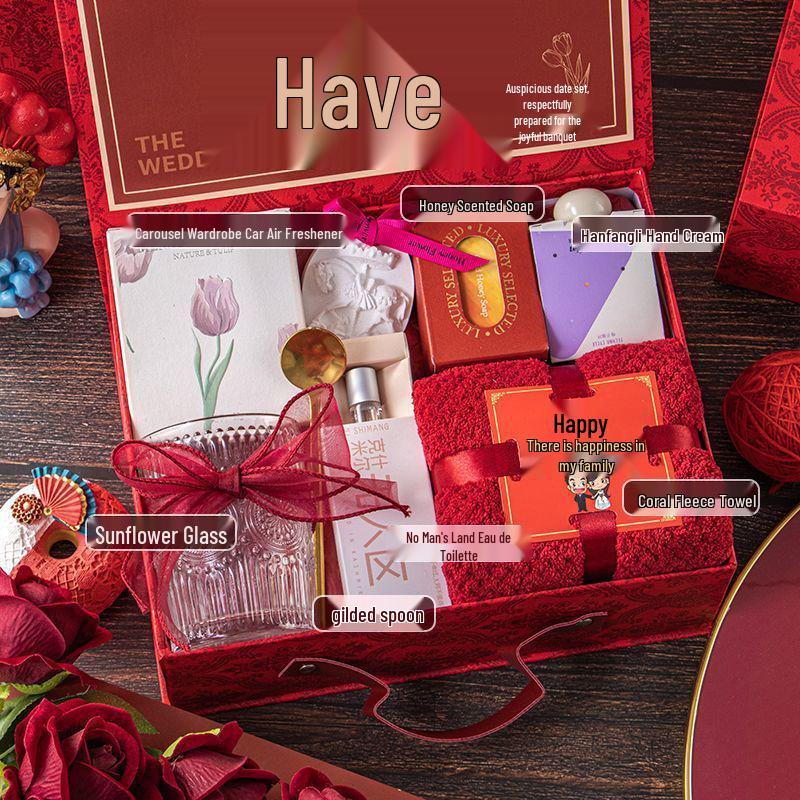 Freudiges Hochzeitsgastgeschenk-Set: Elegante Handtaschen-Geschenkbox für Brautjungfern und weibliche Gäste