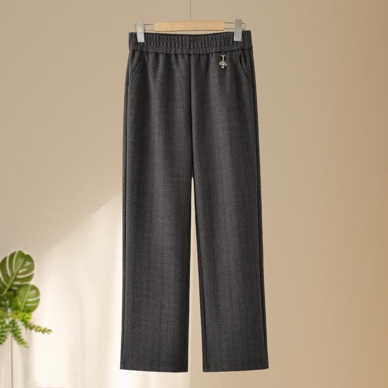 Yalu Mid-Aged Women's Elastic Waist Straight-Leg Pants