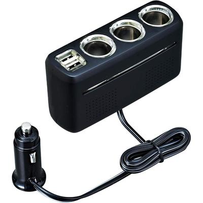 DC/DC Converter 24V To 12V Output USB Port Dual Socket 3 Way Car Accessory