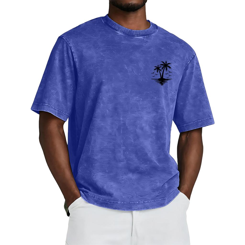 Short Sleeve Crew Neck T Shirt with Tree Print Loose Fit Casual Top for Everyday Wear Unisex Design Comfortable Material