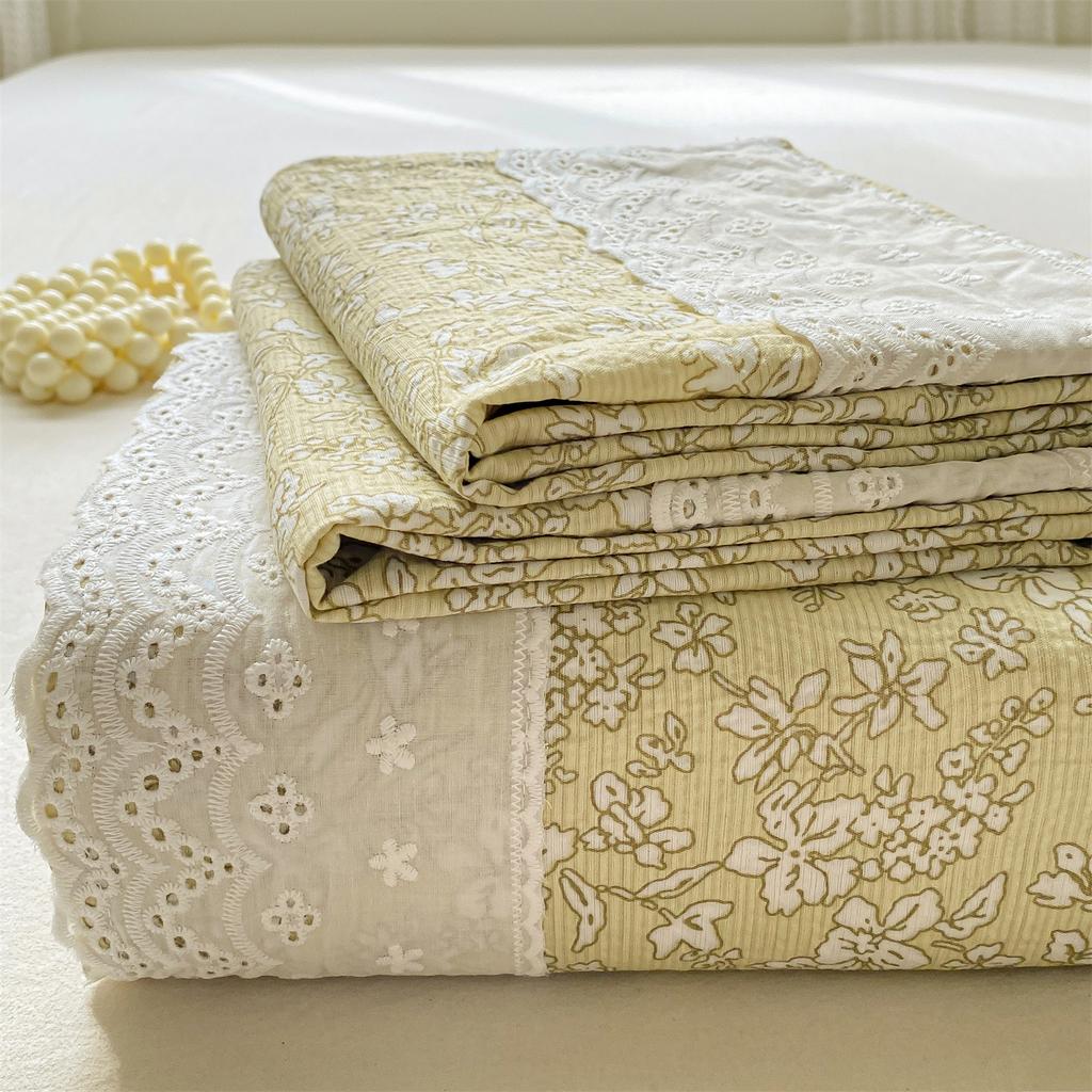 Klasse A Doppellagiges Garn Bettlaken Einzelstück Spitze Spitze Stepplaken Studentenwohnheim Dreiteiliges Set Einzelner Kissenbezug 3