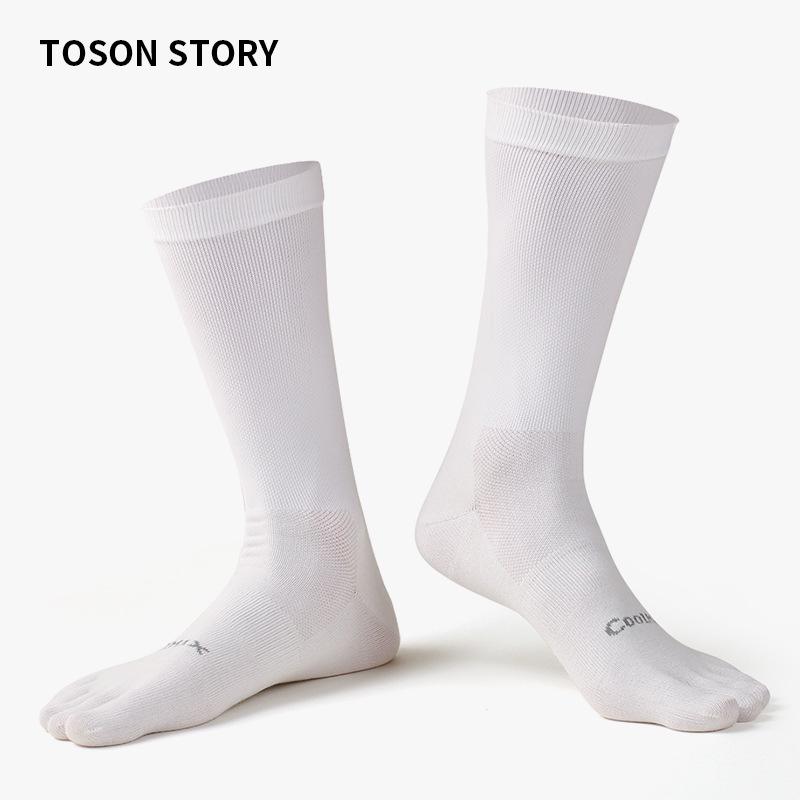 Men's CoolMax High-Top Five-Toe Quick-Dry Sweat-Absorbent Deodorant Sports Socks for Autumn/Winter.