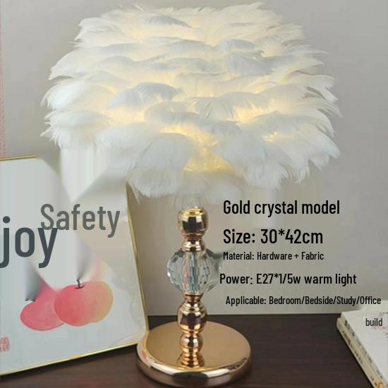 Nordic Gold Dimmable LED Feather Desk and Bedside Lamp