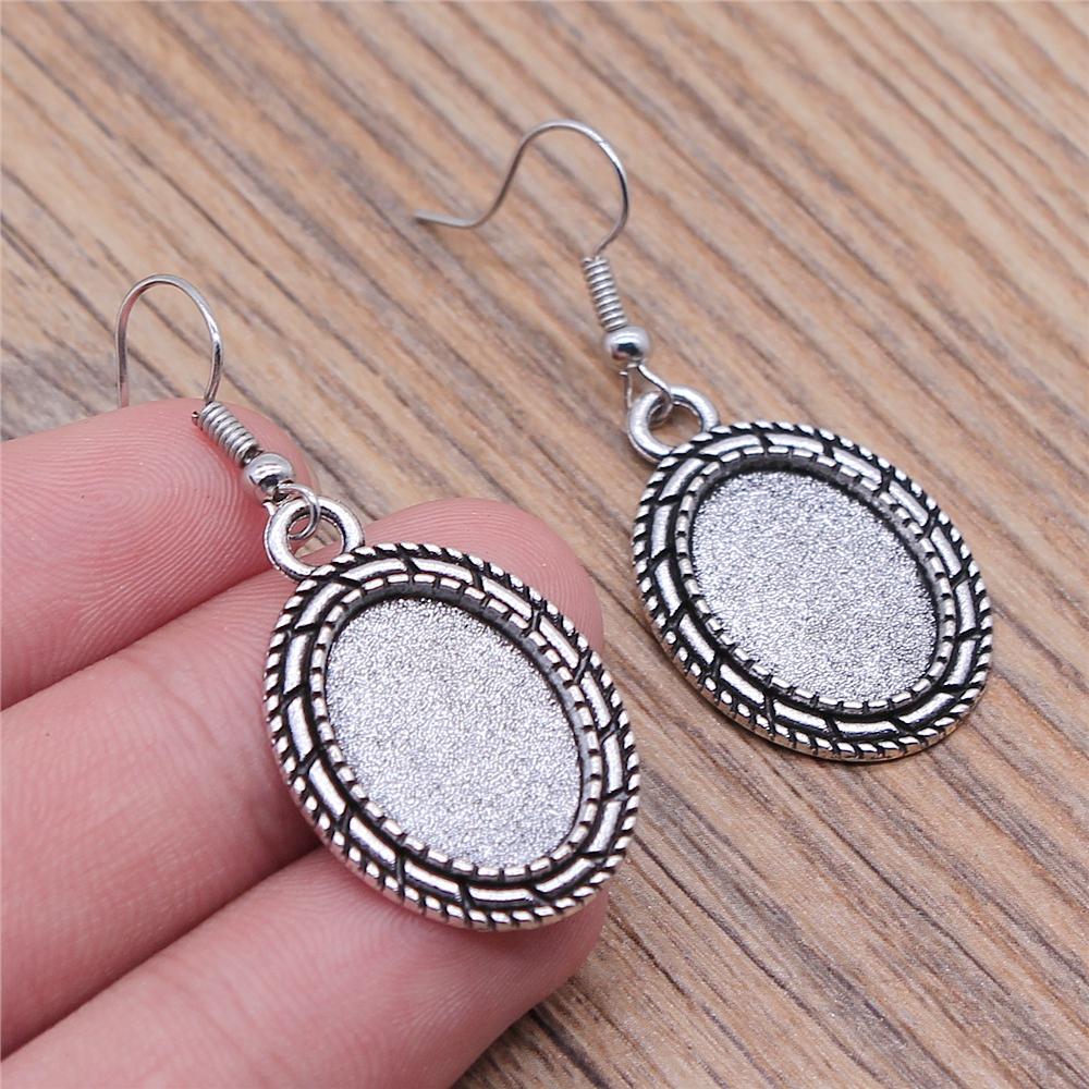 Fit 13x18mm Cabochons Oval Blank Setting Bezel Blank Cabochon Earring Base For DIY Earring Making