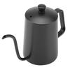 600ml Kaffekanna i rostfritt stål Svanhalsutlopp Tekanna med termometer(Svart)