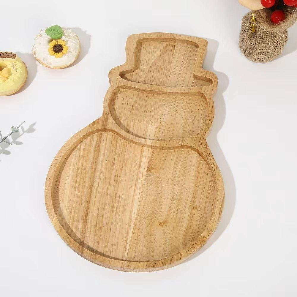 Wood Christmas Storage Tray Divided Compartments Gingerbread-Shaped Design Divided Tray Xmas Gloves Non-Food Contact Surface