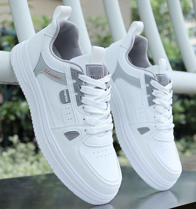 Men s Versatile Waterproof Leather Sneakers - 2025 Trendy White Skate Shoes 39