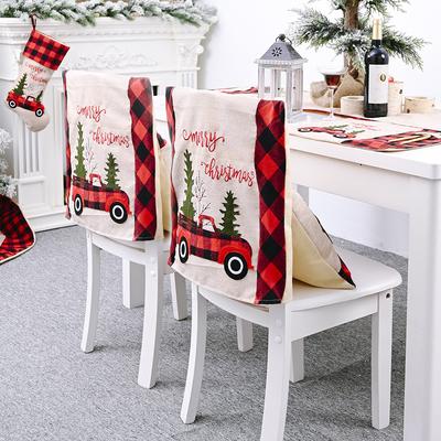 Weihnachtsdekorationen kreative Heimdekoration Stuhlsets Hockersets kariert Auto Weihnachts-Stuhlsets