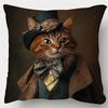 1pc, Victorian Style Cat Pillowcase - 45X45Cm Short Plush Decorative Pillow Cover, Zipper Closure, Single-Sided Print, Suitable for Living Room Bedroo