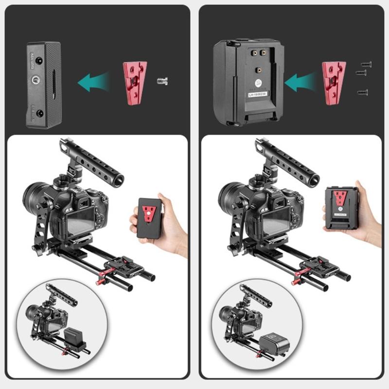 V Mount Battery Plate Rod Clamps V Lock Mount Battery Baseplate Adapter for Camera Power Supply Photography Accessories