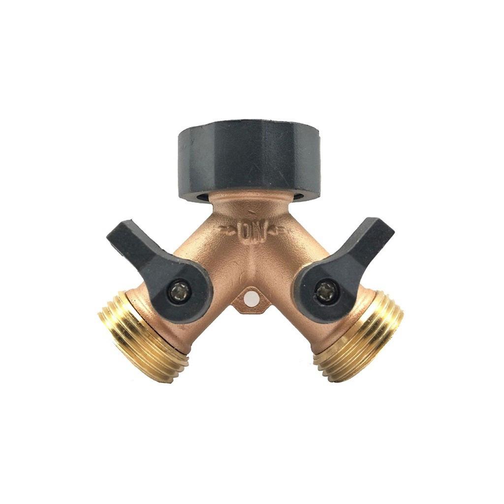 Solid Brass Body Backyard 2 Way Y Garden Hose Connector Splitter