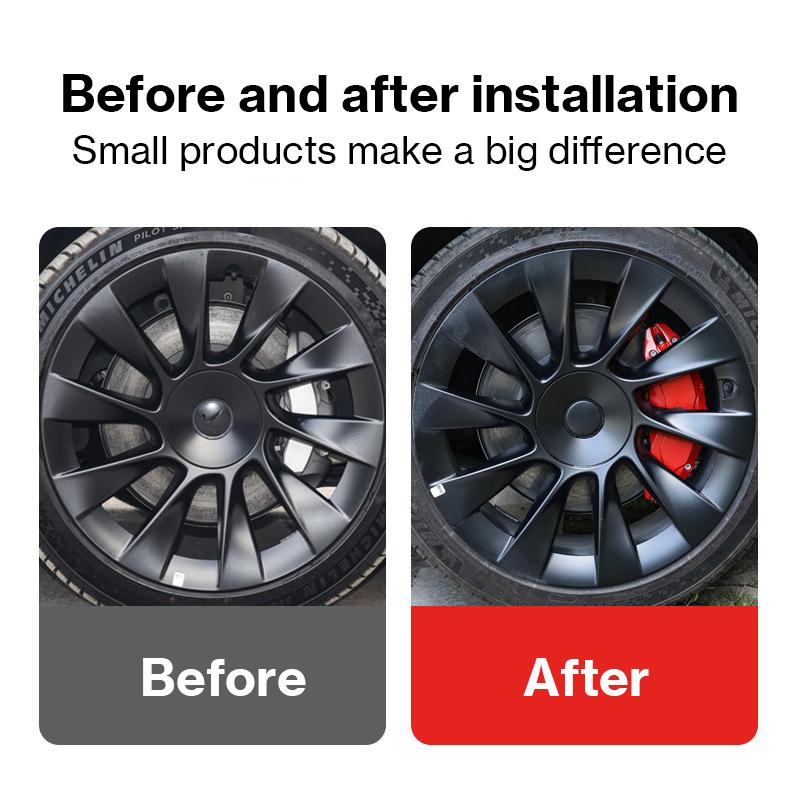 Heenvn Brake Caliper Covers For Tesla Model Y Juniper 2025 2026 Aluminum Alloy Wheel Hub Set Car Calliper Modification Exterior
