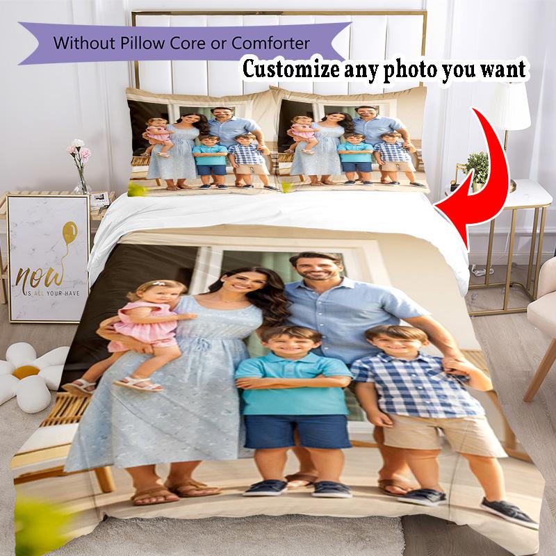 Customize Photos Customize Your Photo Bedding Set Breathable Duvet Cover with Pillowcases Home Decoration Birthday Gift
