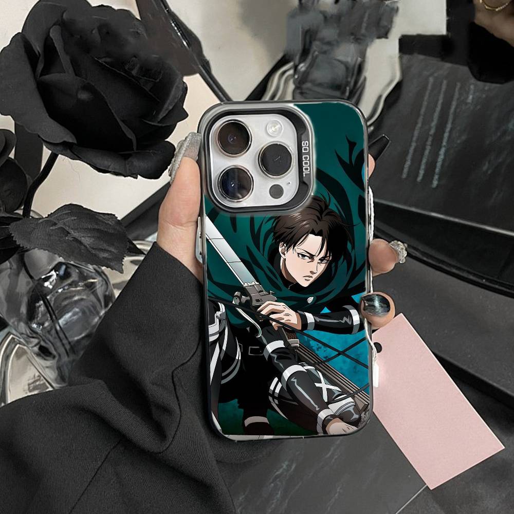 Attack On Titan Levi Ackerman Mobilskal För IPhone 16 17 15 14 12 13 Pro Max Svart Färg Stötsäkert Skydd