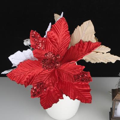 Künstliche Weihnachtsblume, langlebiger Weihnachtsbaum, glänzende künstliche Blumenornamente für die festliche Dekoration zu Hause