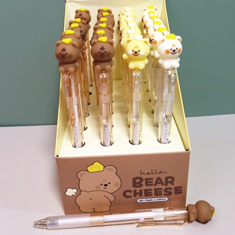 Cute Bear Gel Pens, 0.5mm Fine Line Erasable Ink, Set of 2, Stylish Animal Stationery, Perfect for Students, Gifts, and Everyday Use (Set A)