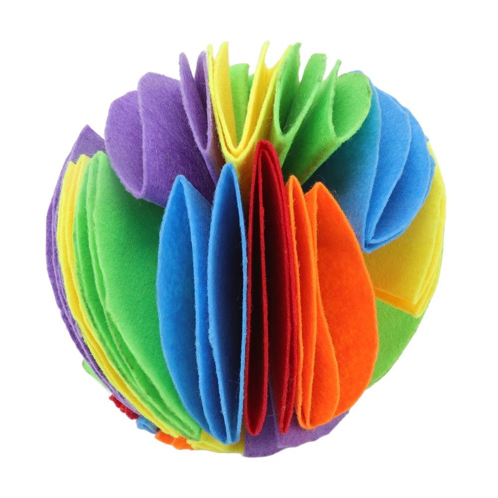 Rainbow Multicolor Snuffle Ball Plush Fleece Pet Puzzle Ball Enrichment Ball  Energy Consuming