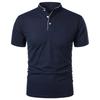 Men's Short Sleeve Collar Polo Shirts Summer Solid Color Casual Polo Shirt Trendy Breathable Loose Basic Splice Oversize Top
