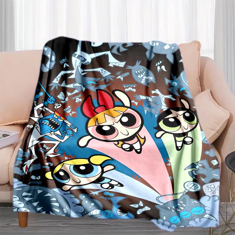 1PC The Powerpuff Girls printed blanket, all season lightweight home office outdoor nap multifunctional blanket A5