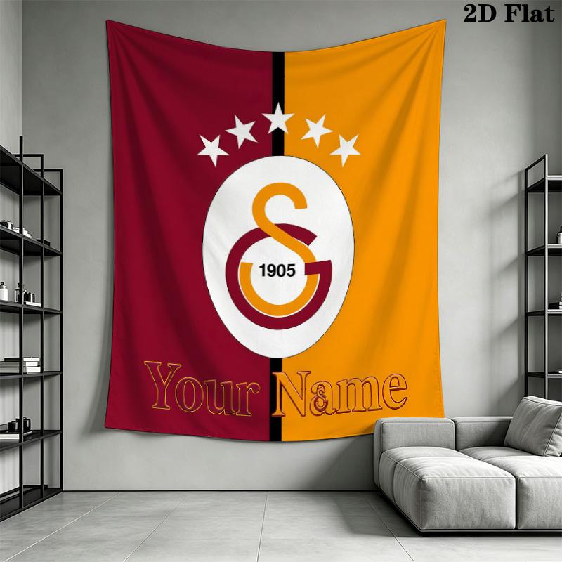 Galatasaray S.K Custom Name Wall Tapestry Aesthetic Wall Hanging Printed Fabric Blanket Decorative Tapestries for Bedroom Living Room Home Decor