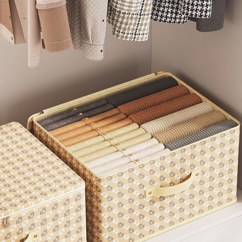 Zippered Foldable Organizers Bin For Clothes Storage User friendly Nonwovens Fabric Durable Foldable Home Use