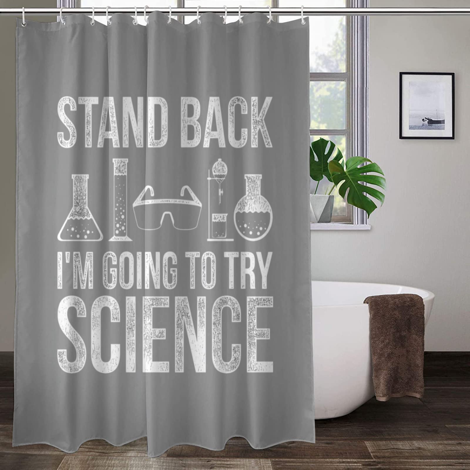 

Science Shower Curtain, Black Chalkboard Biology Hand Written, Cloth Fabric Washable Bathroom Decor Set With Hooks, Black Brown W60H190(CM)-1 Pcs